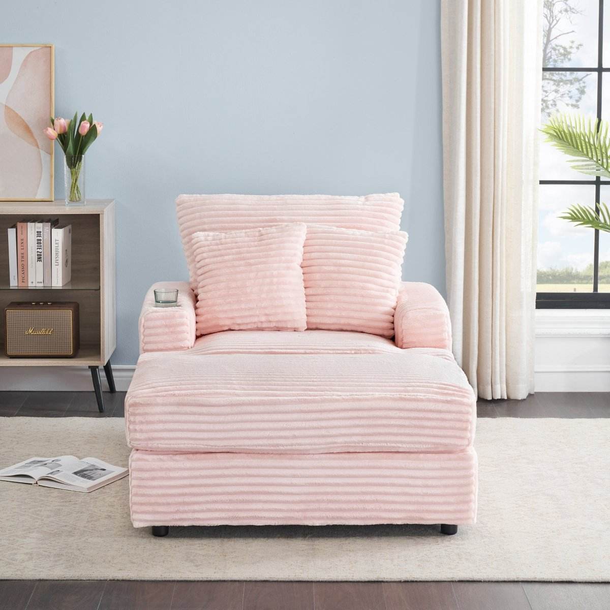 Corduroy Spring Upholstered Armchair And Ottoman Set - Sleep Galleria