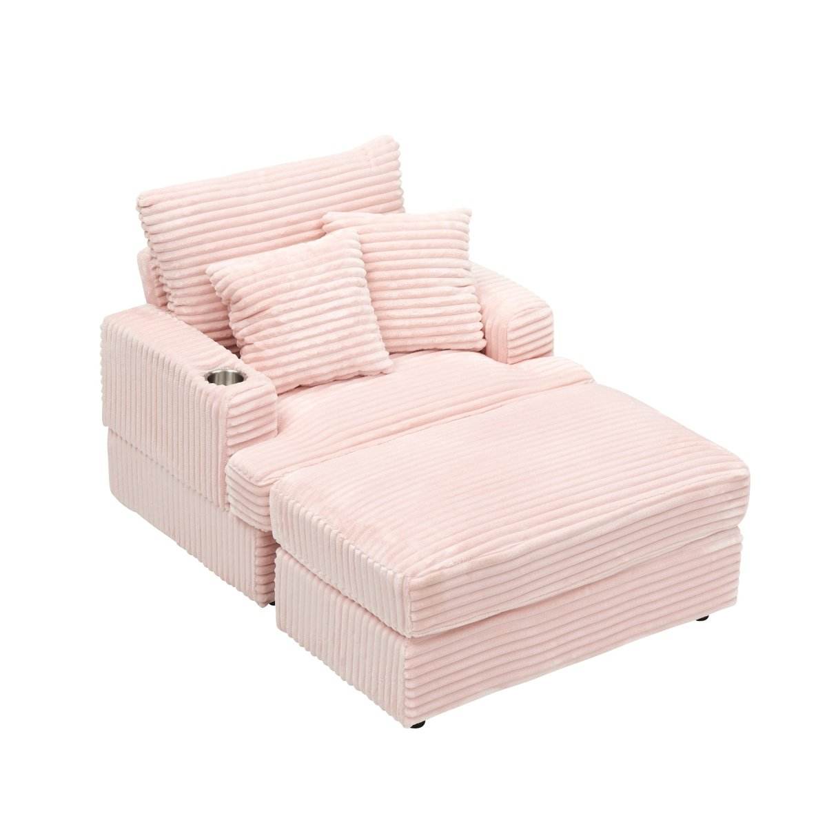Corduroy Spring Upholstered Armchair And Ottoman Set - Sleep Galleria