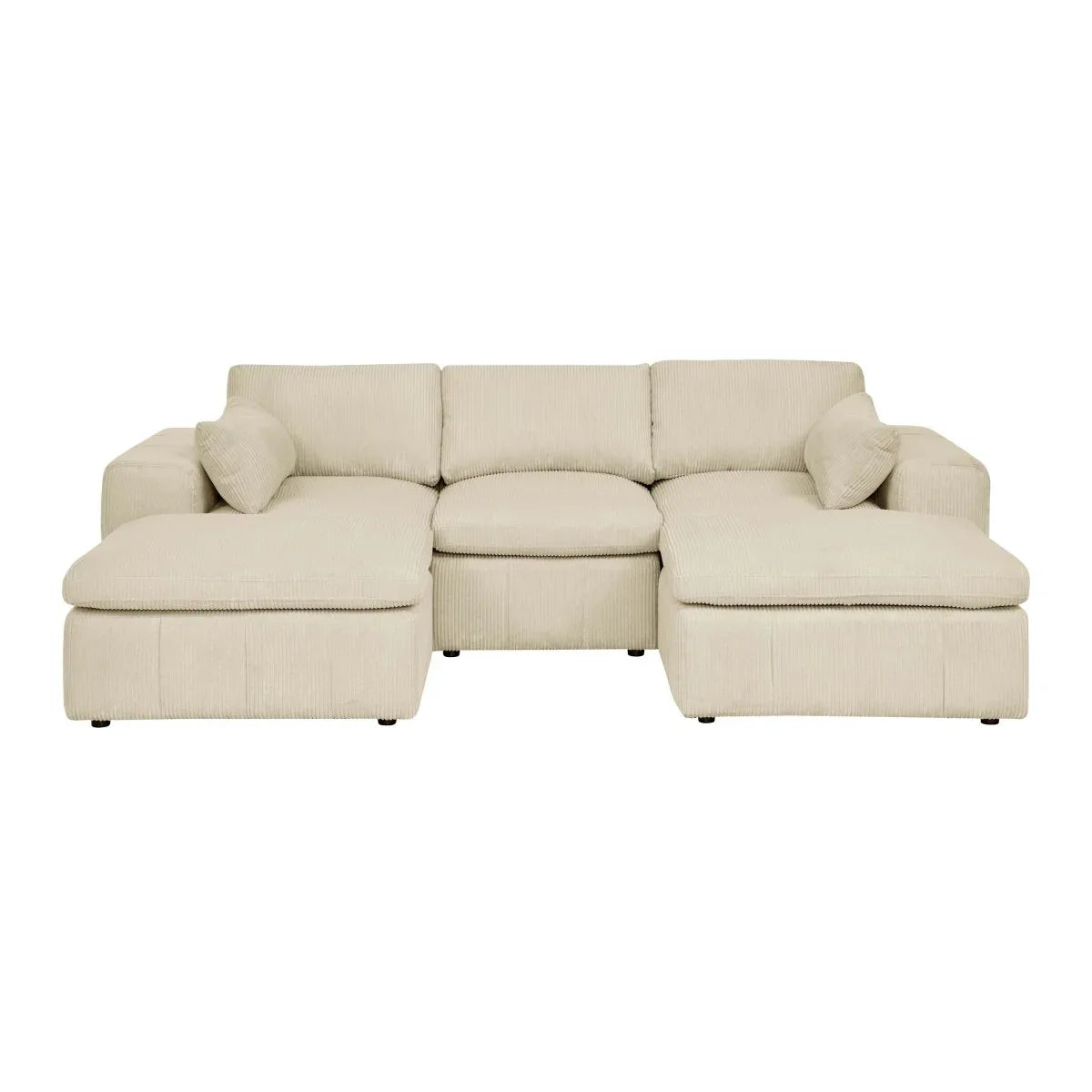 Corduroy Upholstered Large Arms Modular Sectional With Ottomans - Omega Lifestyles