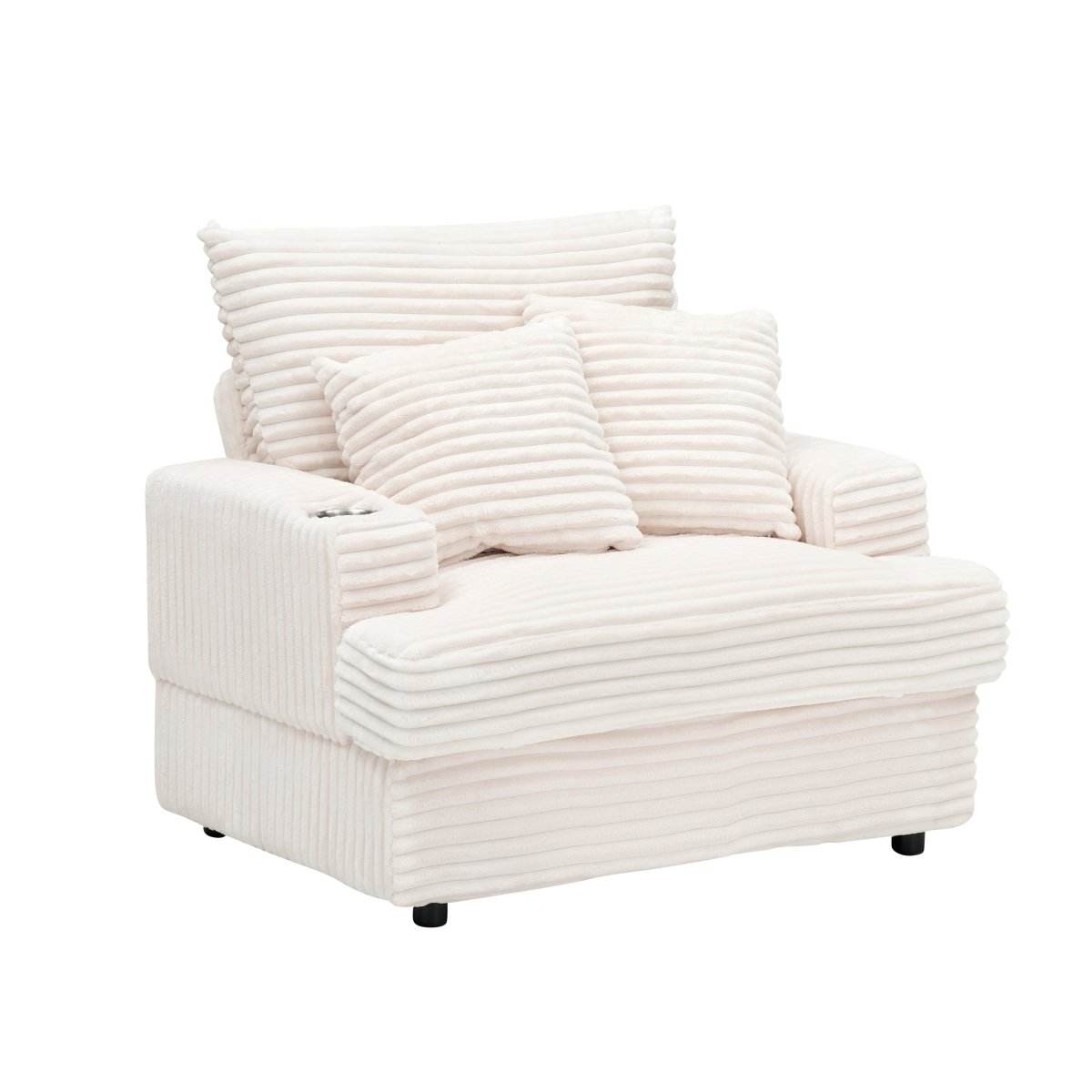 Corduroy Upholstered Reclining Armchair With Ottoman Set - Sleep Galleria