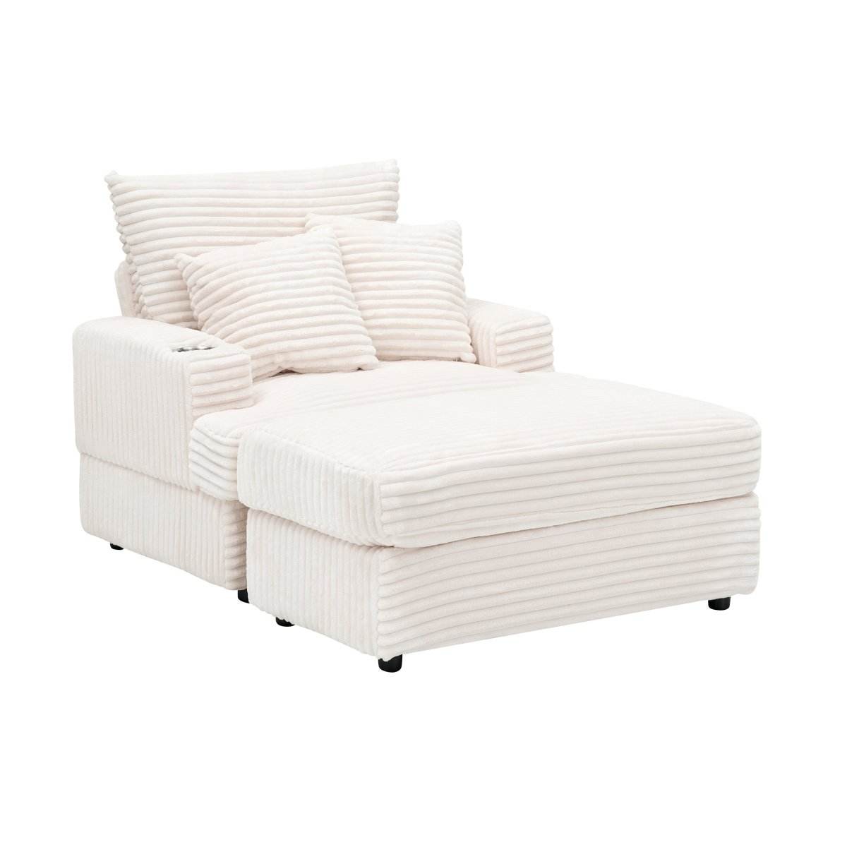 Corduroy Upholstered Reclining Armchair With Ottoman Set - Sleep Galleria