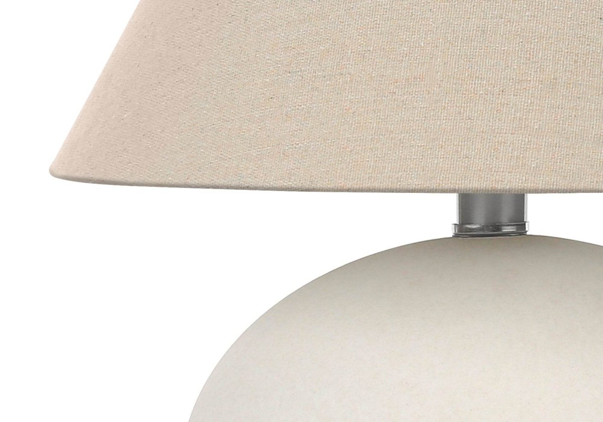 Cream Ceramic Globe Table Lamp With Linen Shade - Sleep Galleria