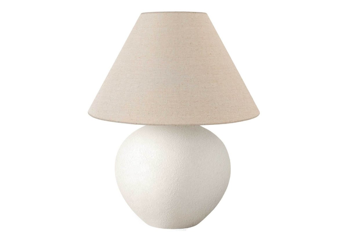 Cream Ceramic Globe Table Lamp With Linen Shade - Sleep Galleria