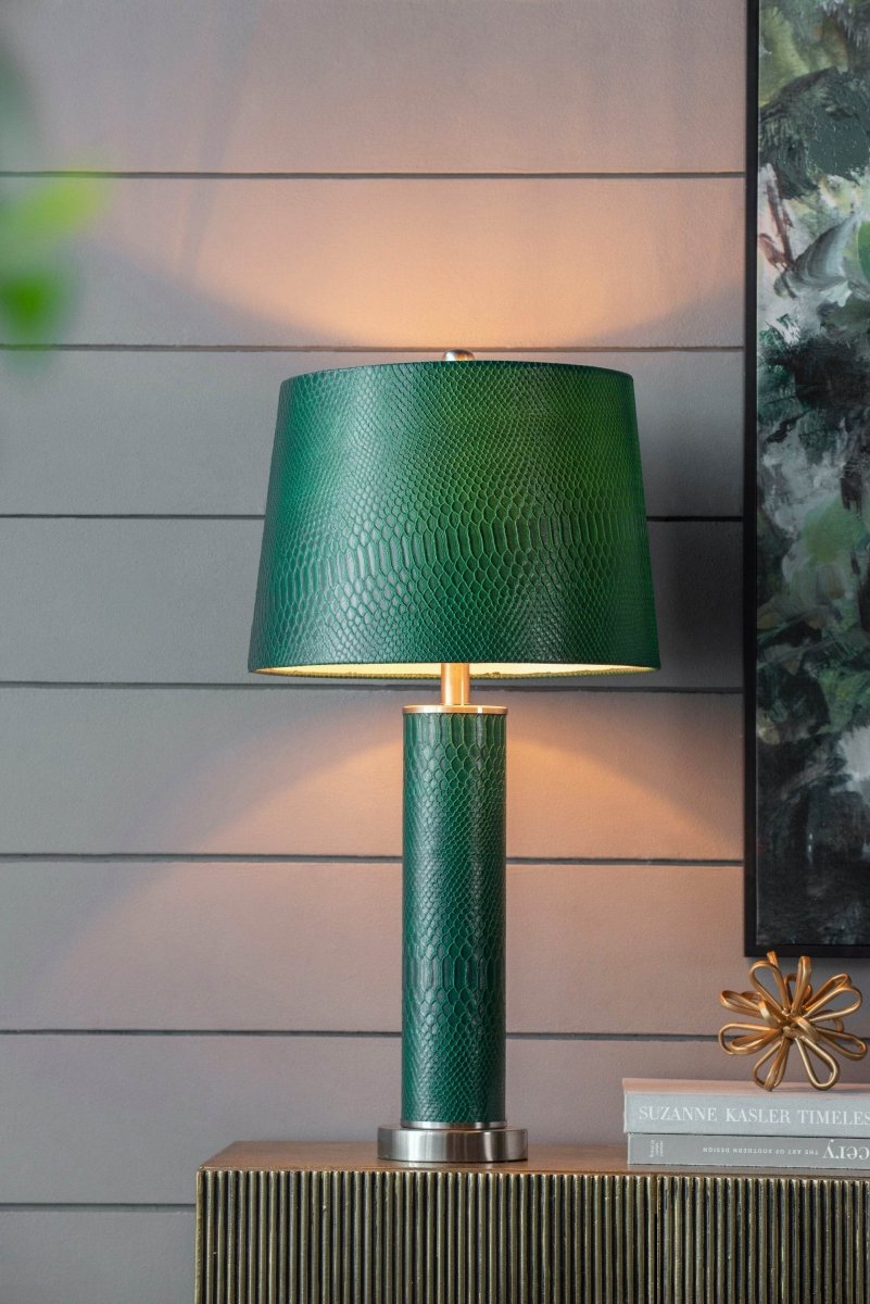 Crocodile Textured Faux Leather Table Lamp - Sleep Galleria