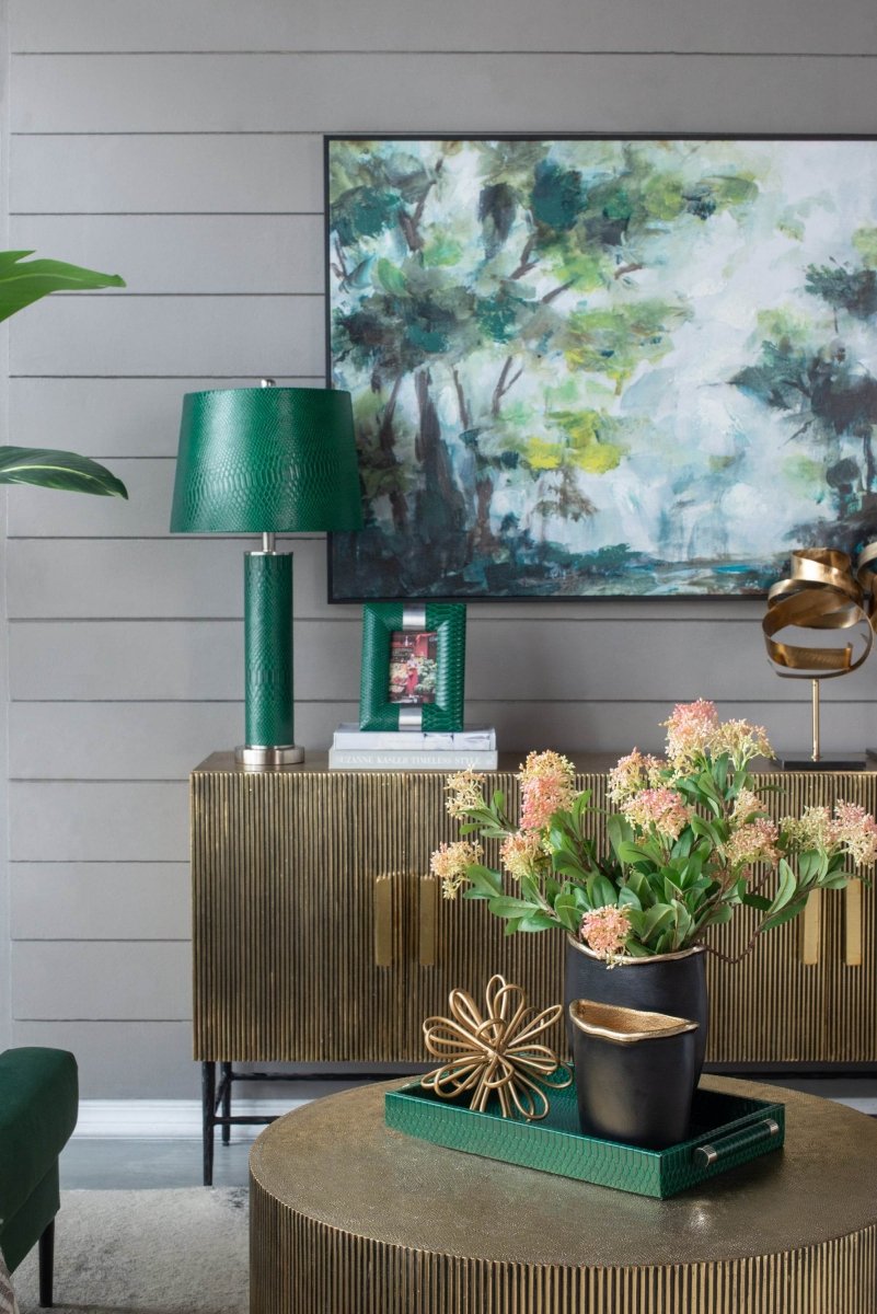 Crocodile Textured Faux Leather Table Lamp - Sleep Galleria