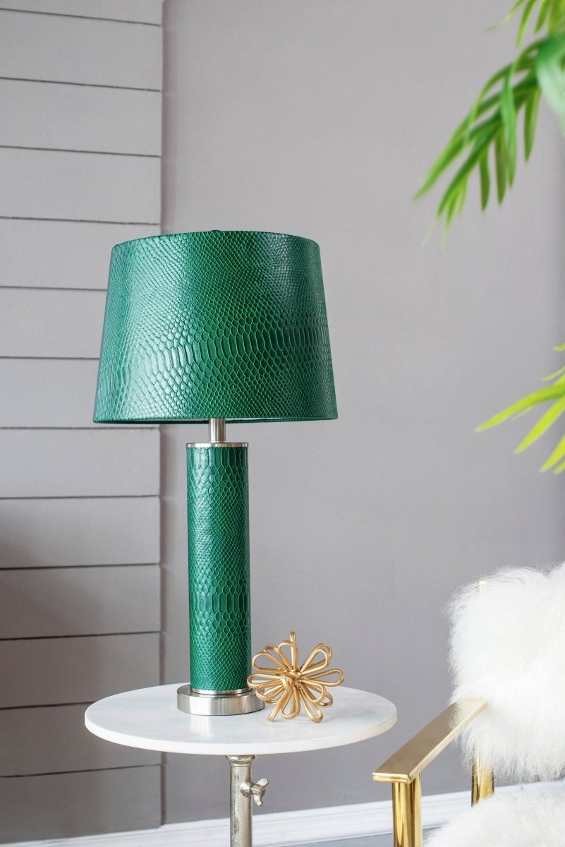 Crocodile Textured Faux Leather Table Lamp - Sleep Galleria