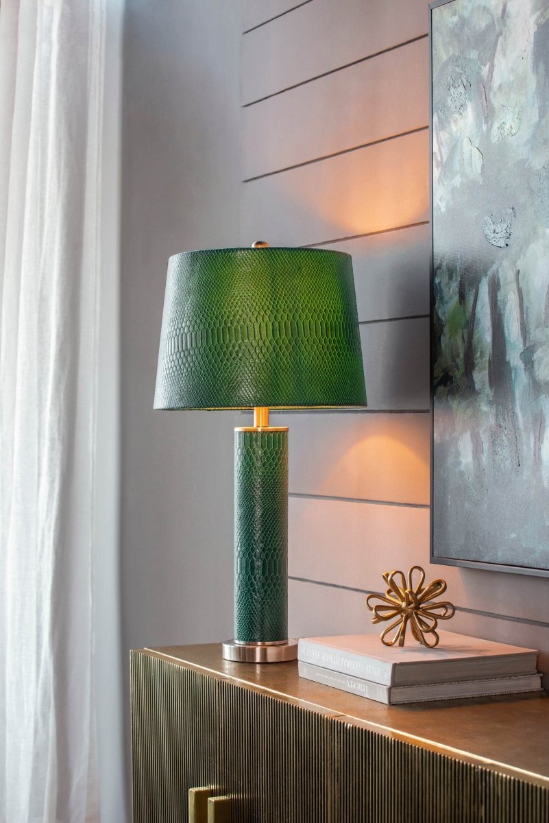 Crocodile Textured Faux Leather Table Lamp - Sleep Galleria