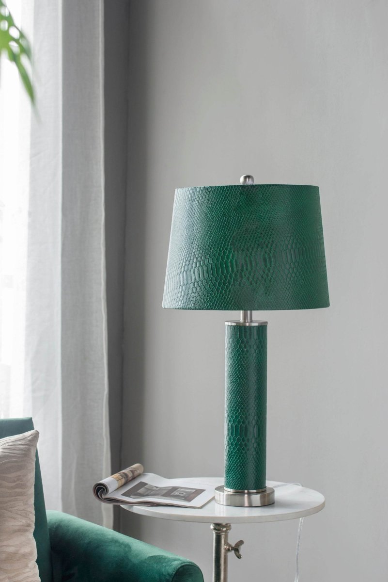 Crocodile Textured Faux Leather Table Lamp - Sleep Galleria