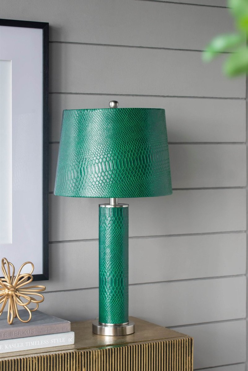 Crocodile Textured Faux Leather Table Lamp - Sleep Galleria