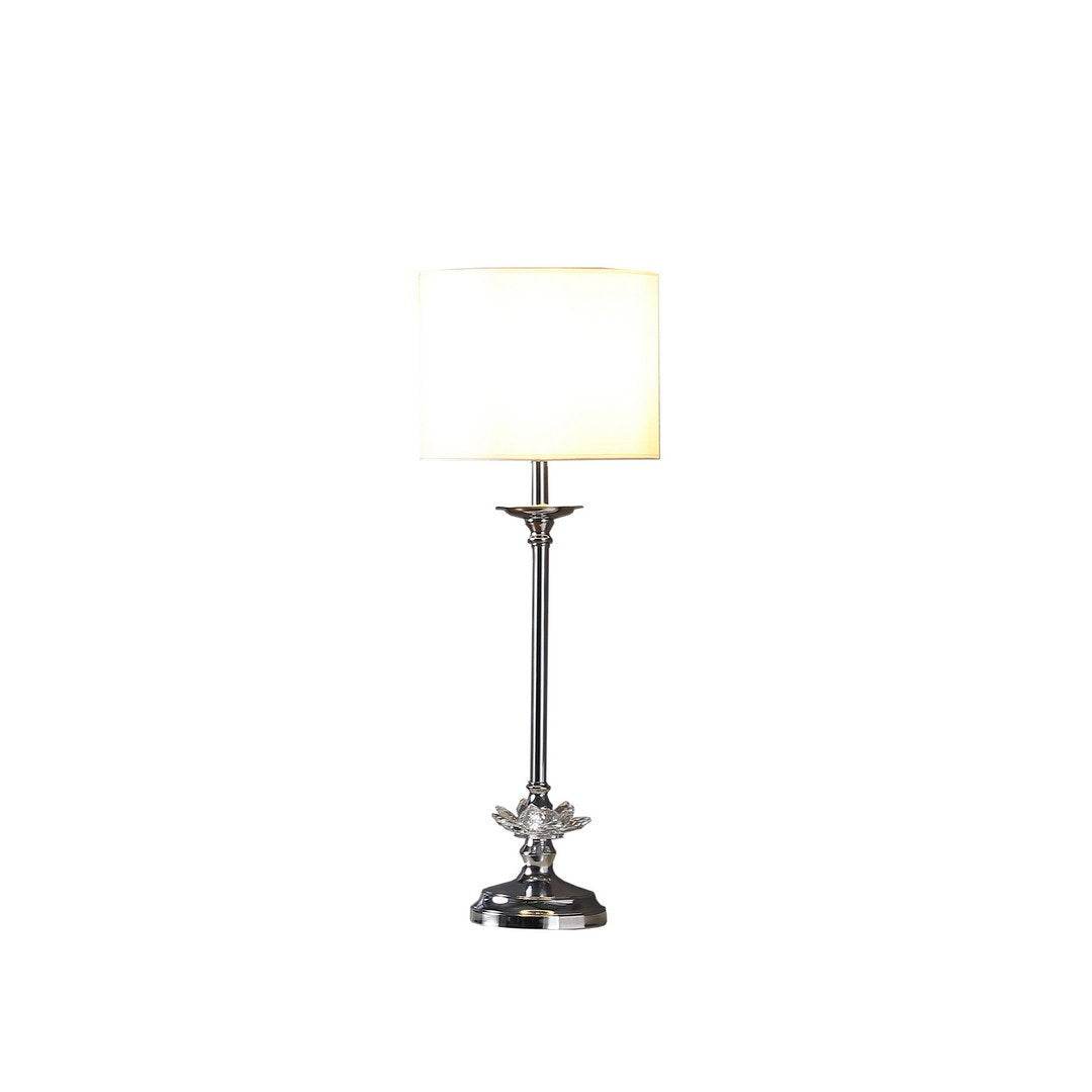 Crystal Floral Chrome Metal Table Lamp With Drum Shade - Sleep Galleria