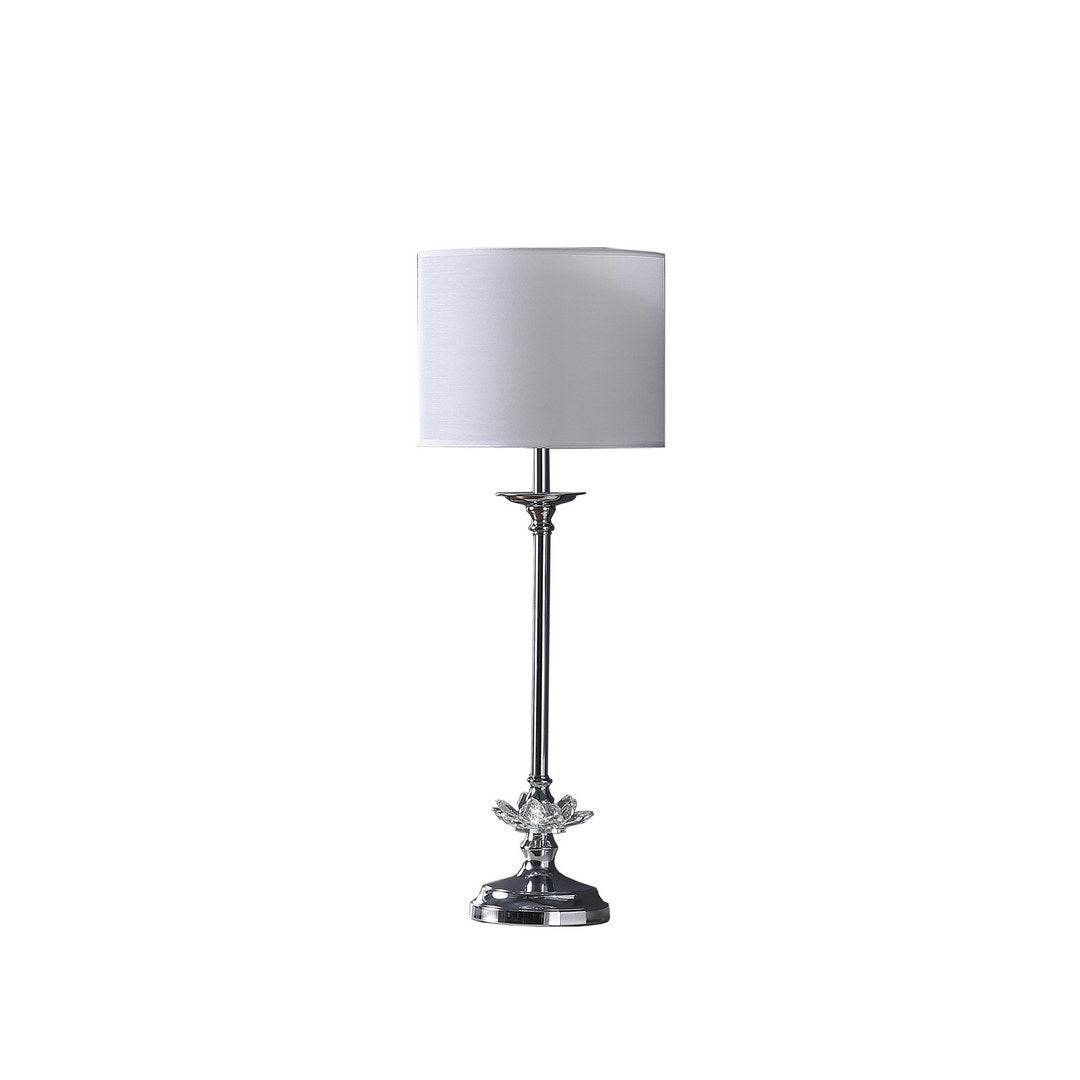 Crystal Floral Chrome Metal Table Lamp With Drum Shade - Sleep Galleria