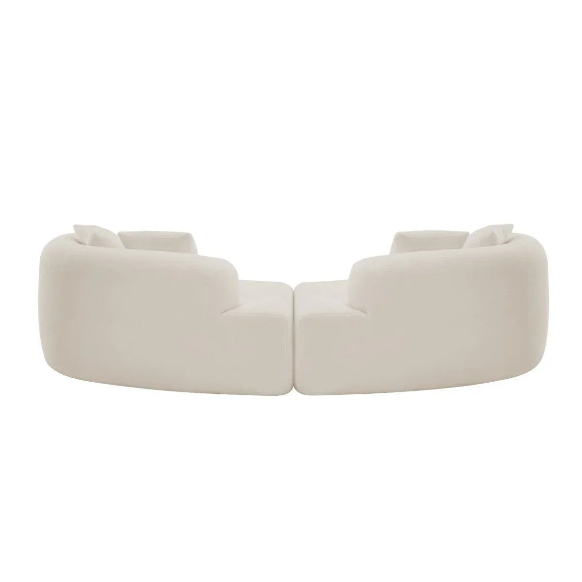 Curved 4-Seater White Teddy Velvet Foam Sofa - Omega Lifestyles