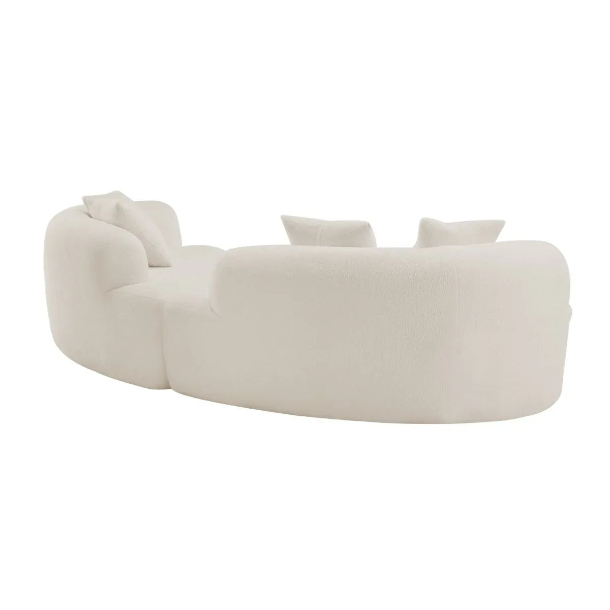 Curved 4-Seater White Teddy Velvet Foam Sofa - Omega Lifestyles