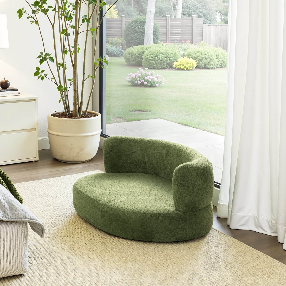 Curved Fleeced Teddy Upholstered Pet Sofa Bed - Sleep Galleria