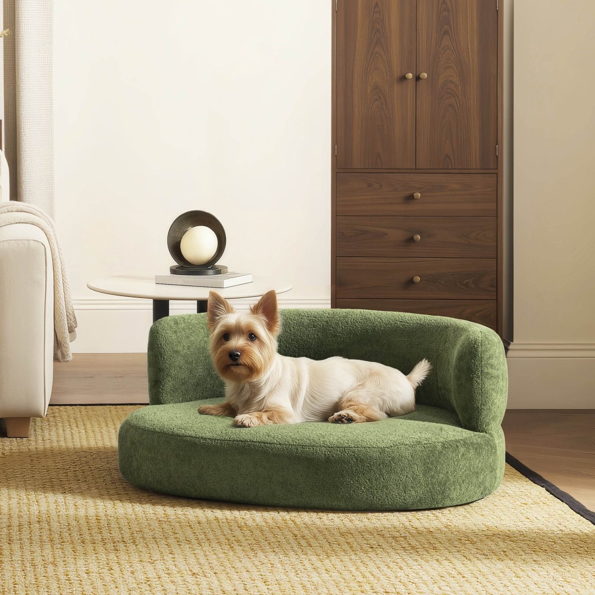 Curved Fleeced Teddy Upholstered Pet Sofa Bed - Sleep Galleria