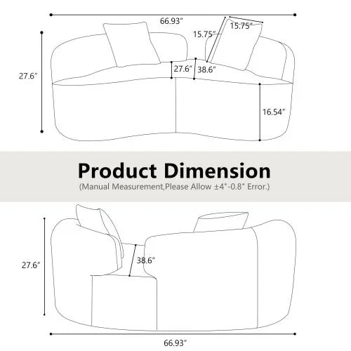 Curved Medium-Firm Foam Spring Loveseat Sofa - Omega Lifestyles