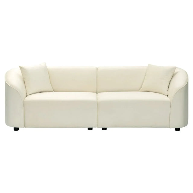 Curved Velvet 3-Seat Contemporary Sofa - Omega Lifestyles