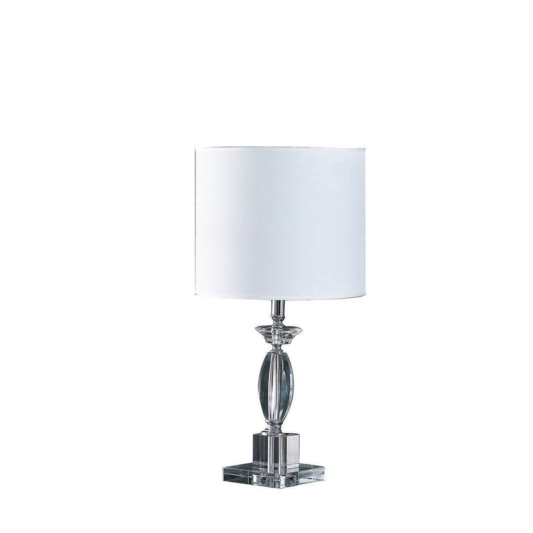 Cut Crystal Modern Table Lamp With Cotton Linen Shade - Sleep Galleria