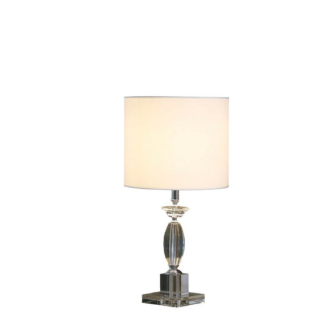 Cut Crystal Modern Table Lamp With Cotton Linen Shade - Sleep Galleria