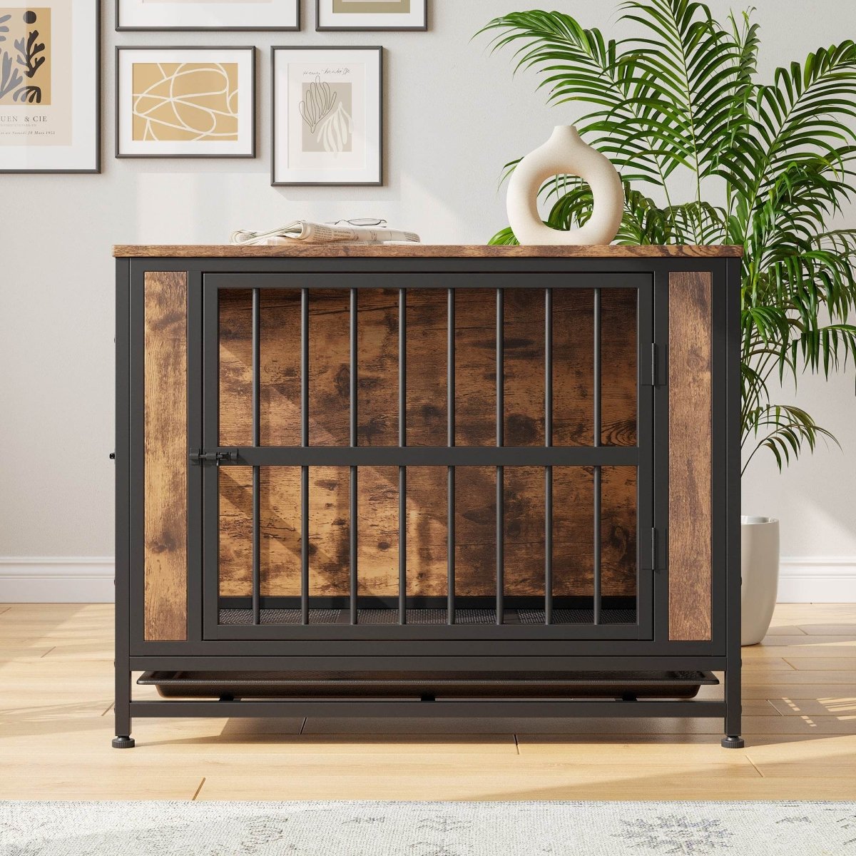 Decorative MDF Metal Dog Crate Furniture With Cushion - Sleep Galleria