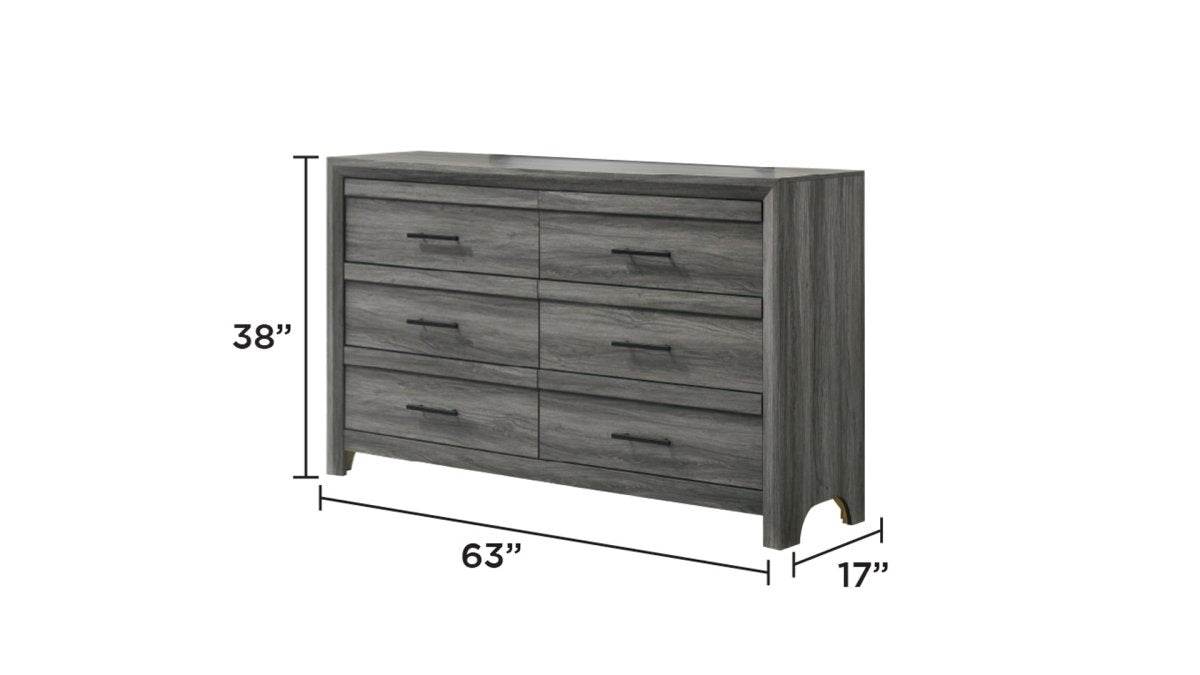 Denver Modern 5-Piece Full Gray Wood Bedroom Set - Sleep Galleria