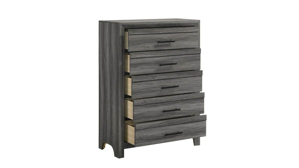 Denver Modern 5-Piece Full Gray Wood Bedroom Set - Sleep Galleria