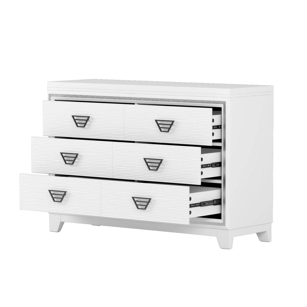 Elegant White MDF Metal 6-Drawer Storage Dresser - Sleep Galleria