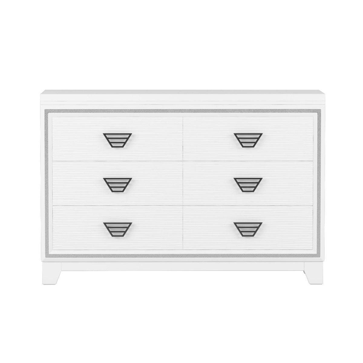 Elegant White MDF Metal 6-Drawer Storage Dresser - Sleep Galleria