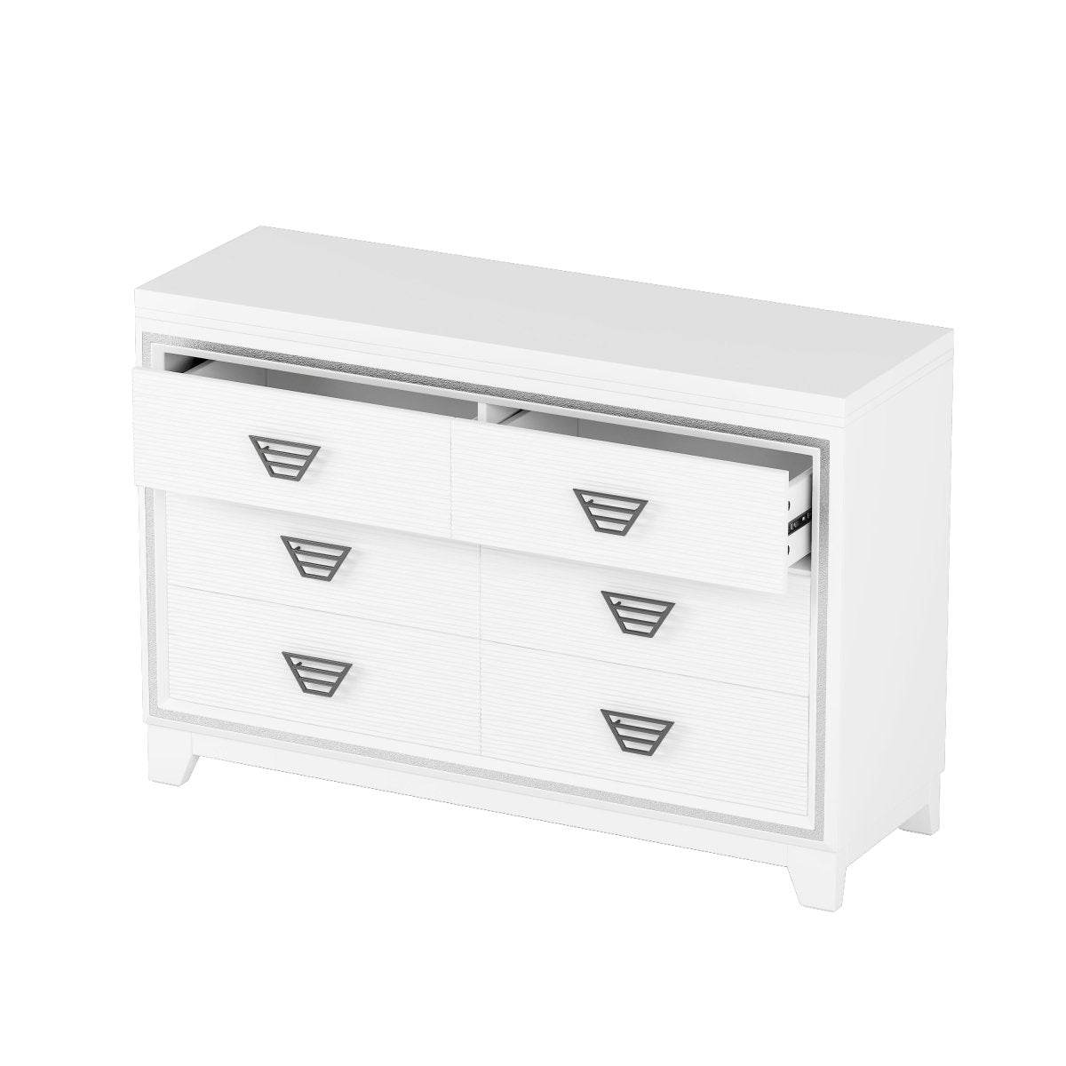 Elegant White MDF Metal 6-Drawer Storage Dresser - Sleep Galleria