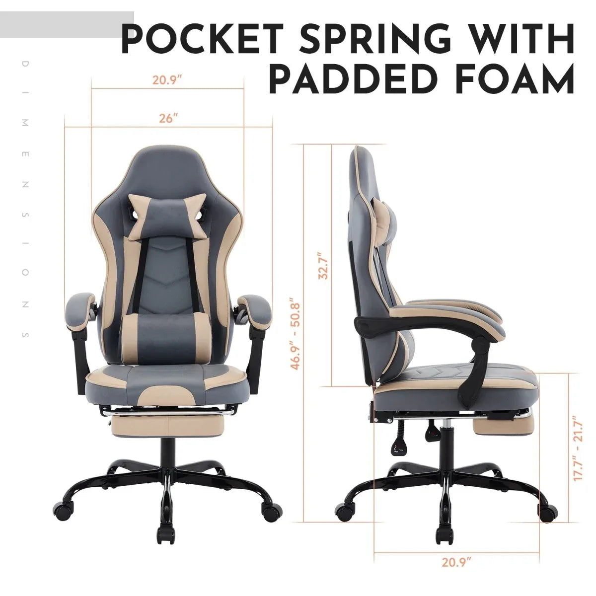 Ergonomic Leather Gaming Chair With Massage Lumbar Support - Omega Lifestyles