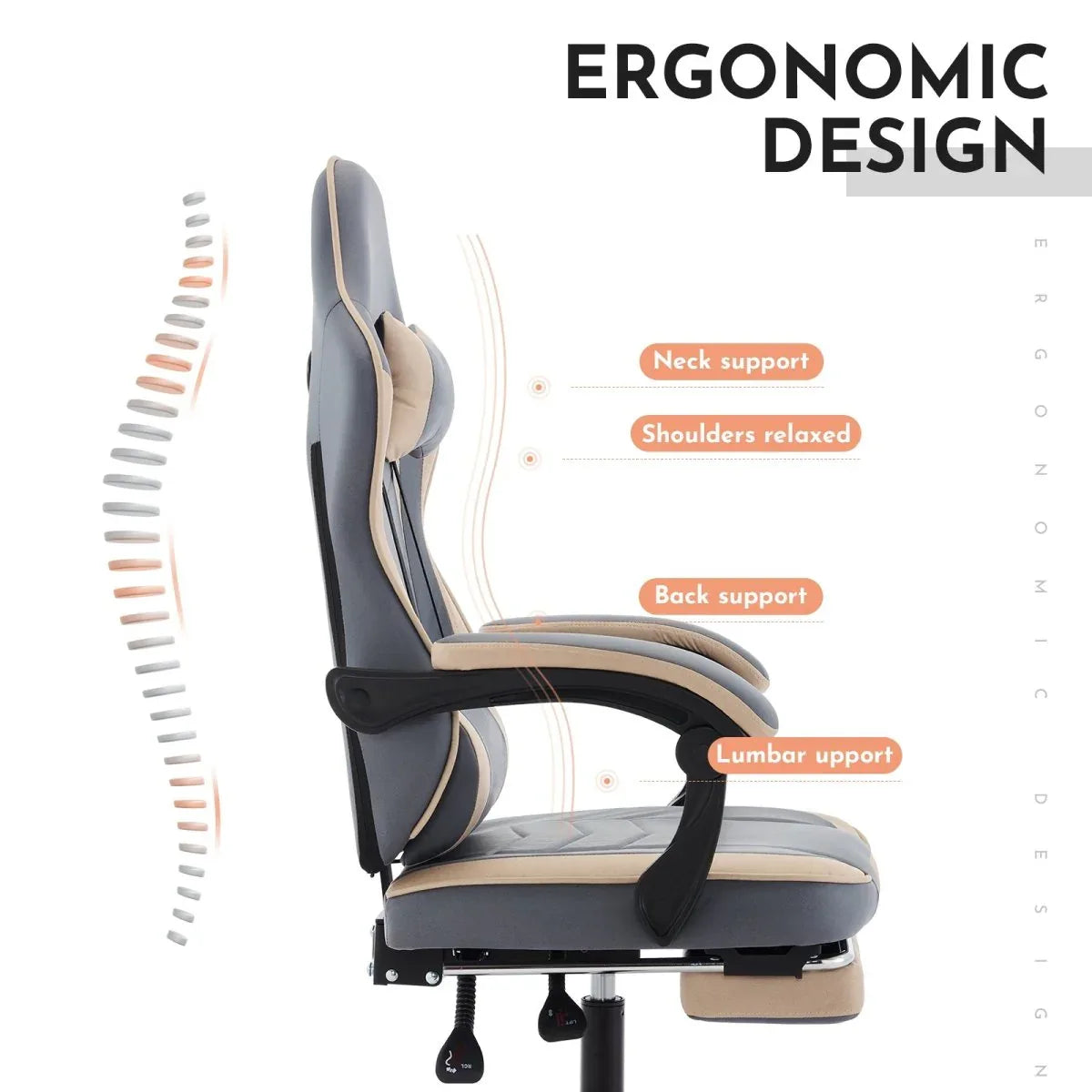 Ergonomic Leather Gaming Chair With Massage Lumbar Support - Omega Lifestyles