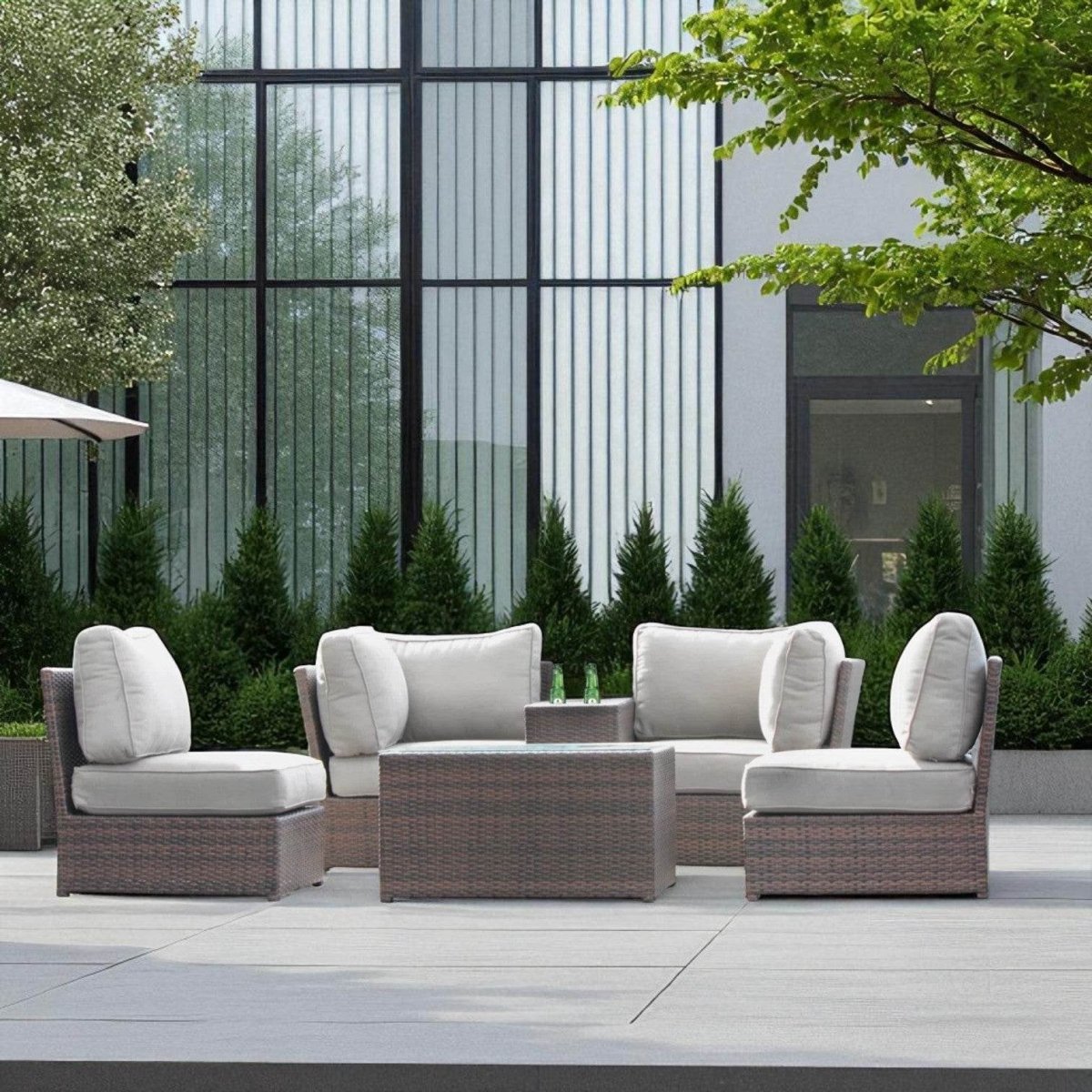 Espresso Weather - Resistant Wicker Outdoor Seating Set With Cushions - Serenova - Omega Lifestyles