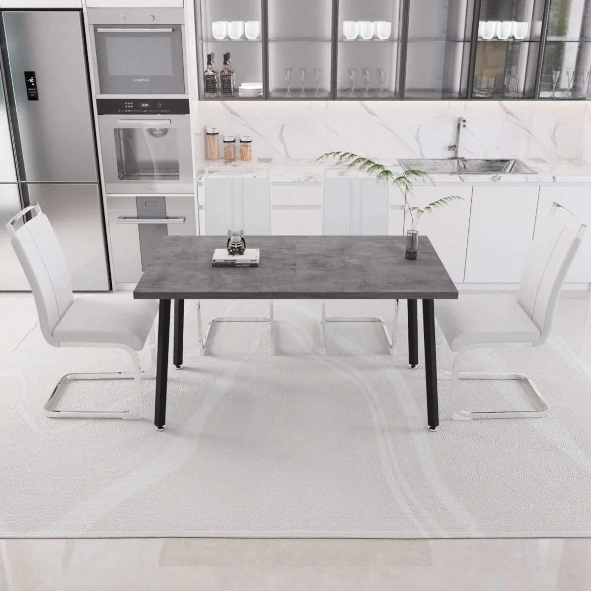 Expandable Modern Square Dining Table Set With Four Chairs - Omega Lifestyles