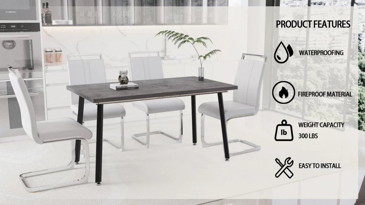Expandable Modern Square Dining Table Set With Four Chairs - Omega Lifestyles