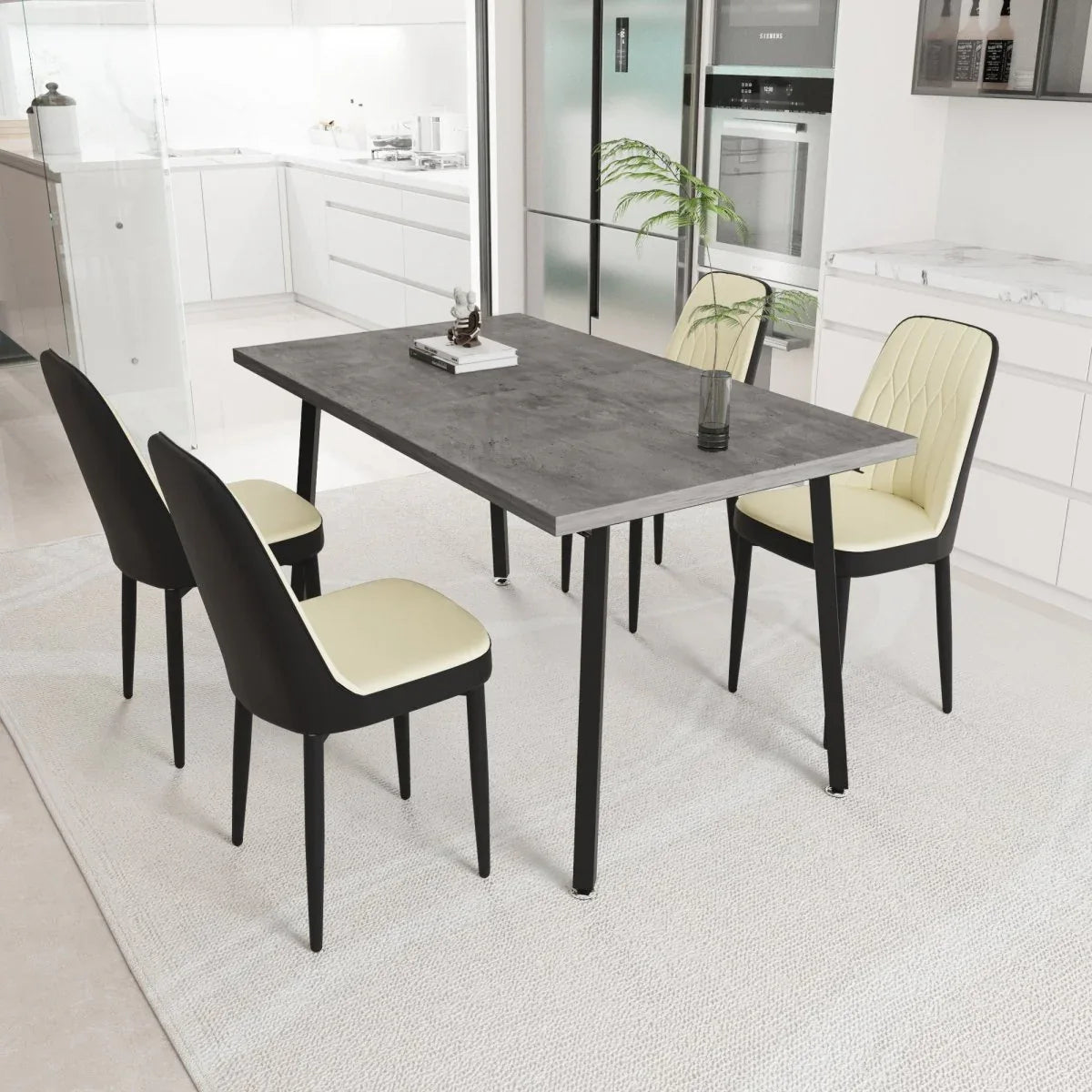 Expandable Rectangular Dining Table With Four PU Chairs - Omega Lifestyles