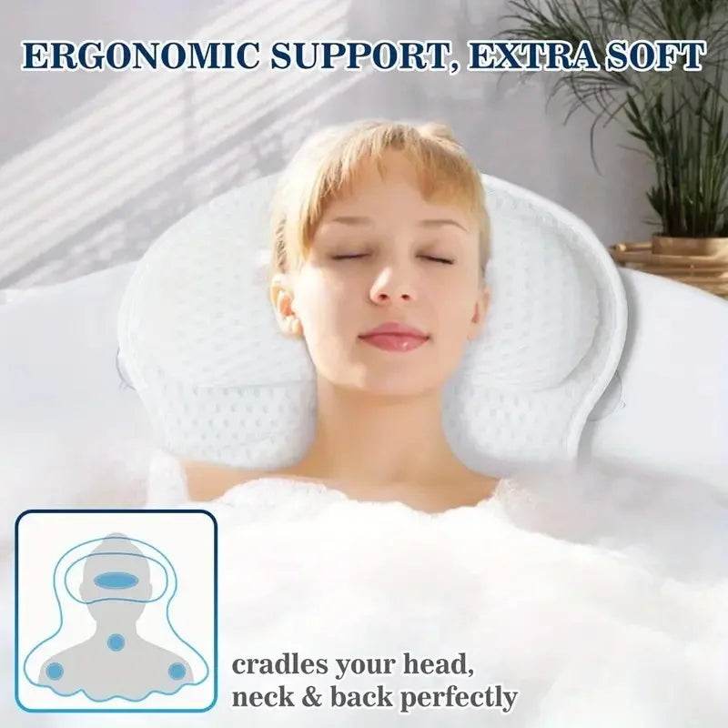 Extra Soft 4D Mesh Bath Pillow With Suction Cups - Sleep Galleria