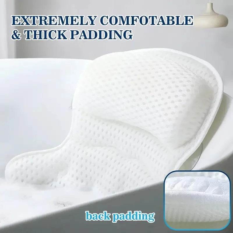 Extra Soft 4D Mesh Bath Pillow With Suction Cups - Sleep Galleria