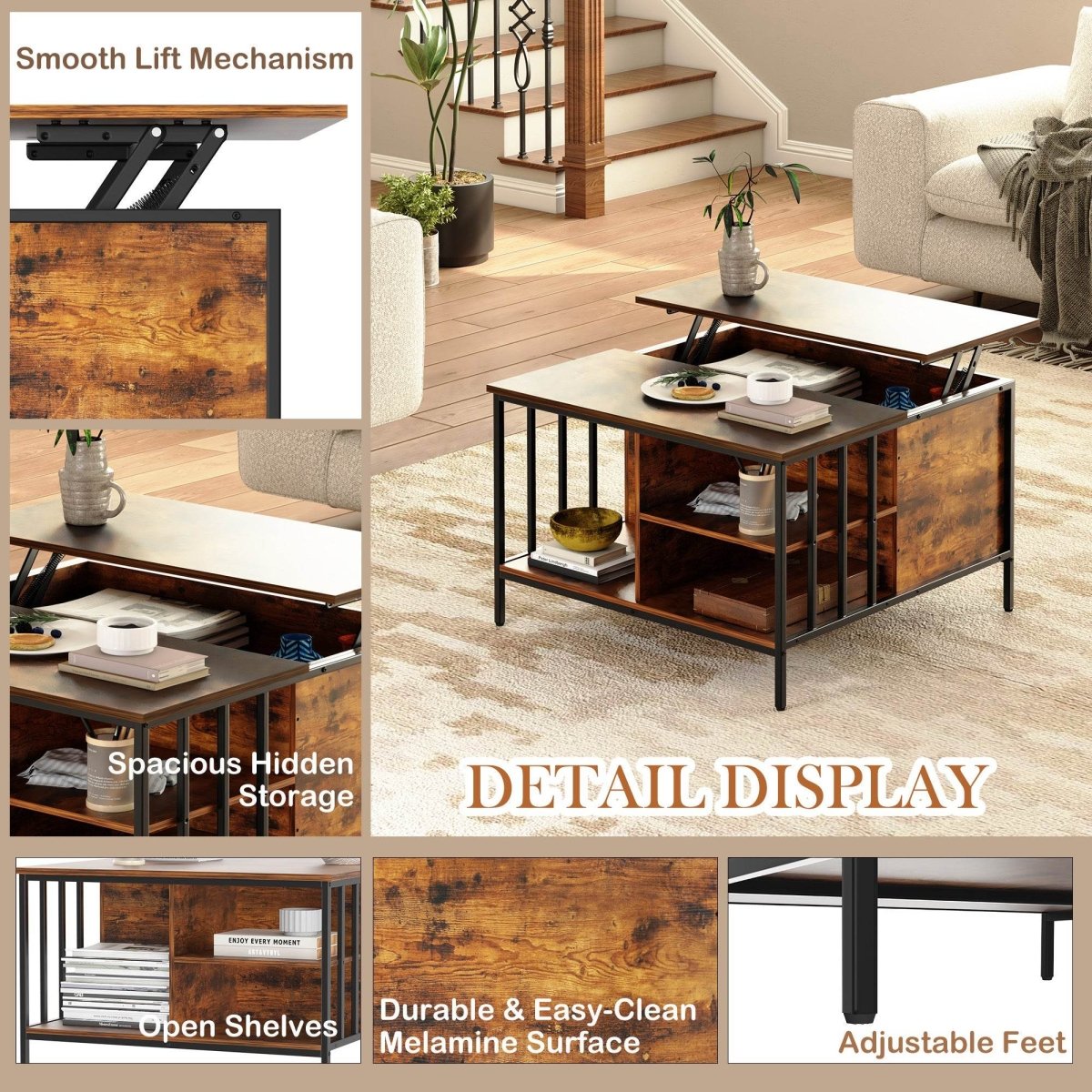 Farmhouse Lift - Top Coffee Table With Storage - Serenova - Omega Lifestyles
