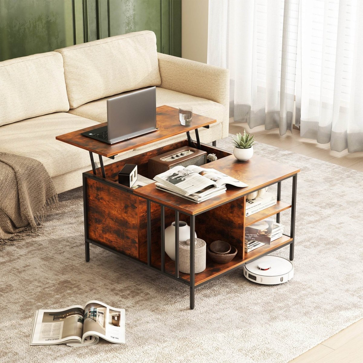 Farmhouse Lift - Top Coffee Table With Storage - Serenova - Omega Lifestyles