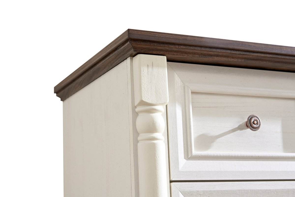 Farmhouse Style 5-Drawer Walnut MDF Dresser Chest - Sleep Galleria