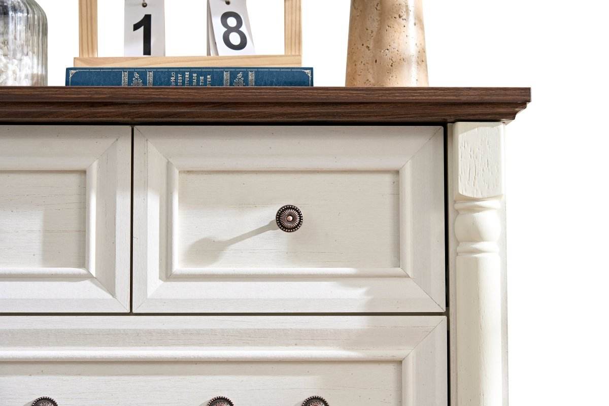 Farmhouse Style 5-Drawer Walnut MDF Dresser Chest - Sleep Galleria