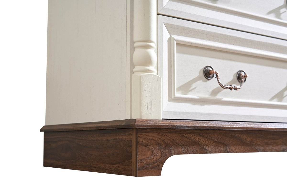 Farmhouse Style 5-Drawer Walnut MDF Dresser Chest - Sleep Galleria