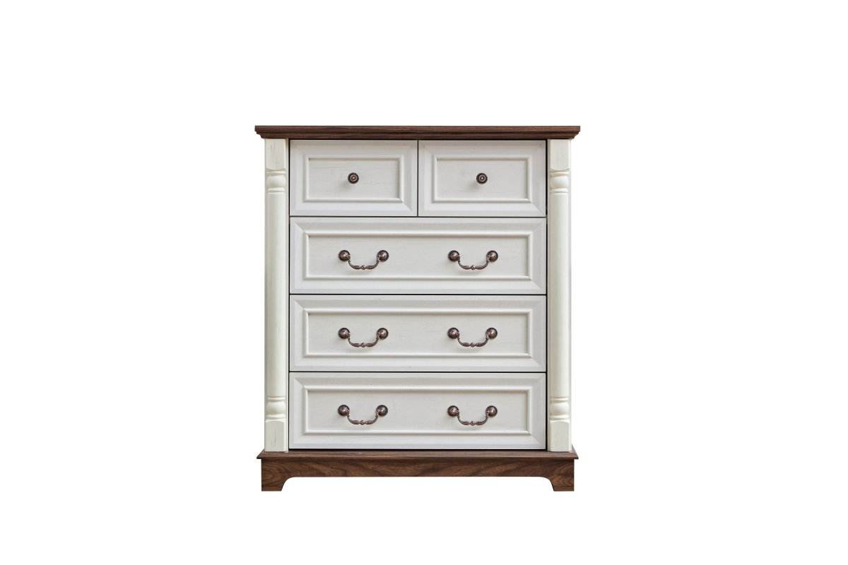 Farmhouse Style 5-Drawer Walnut MDF Dresser Chest - Sleep Galleria