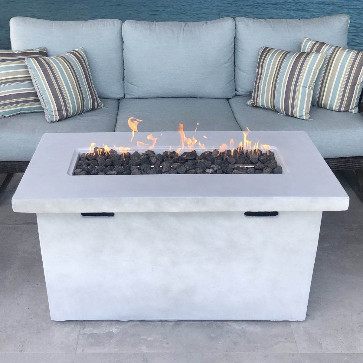 Fiber Reinforced Concrete Propane Outdoor Fire Pit Table - Serenova - Omega Lifestyles