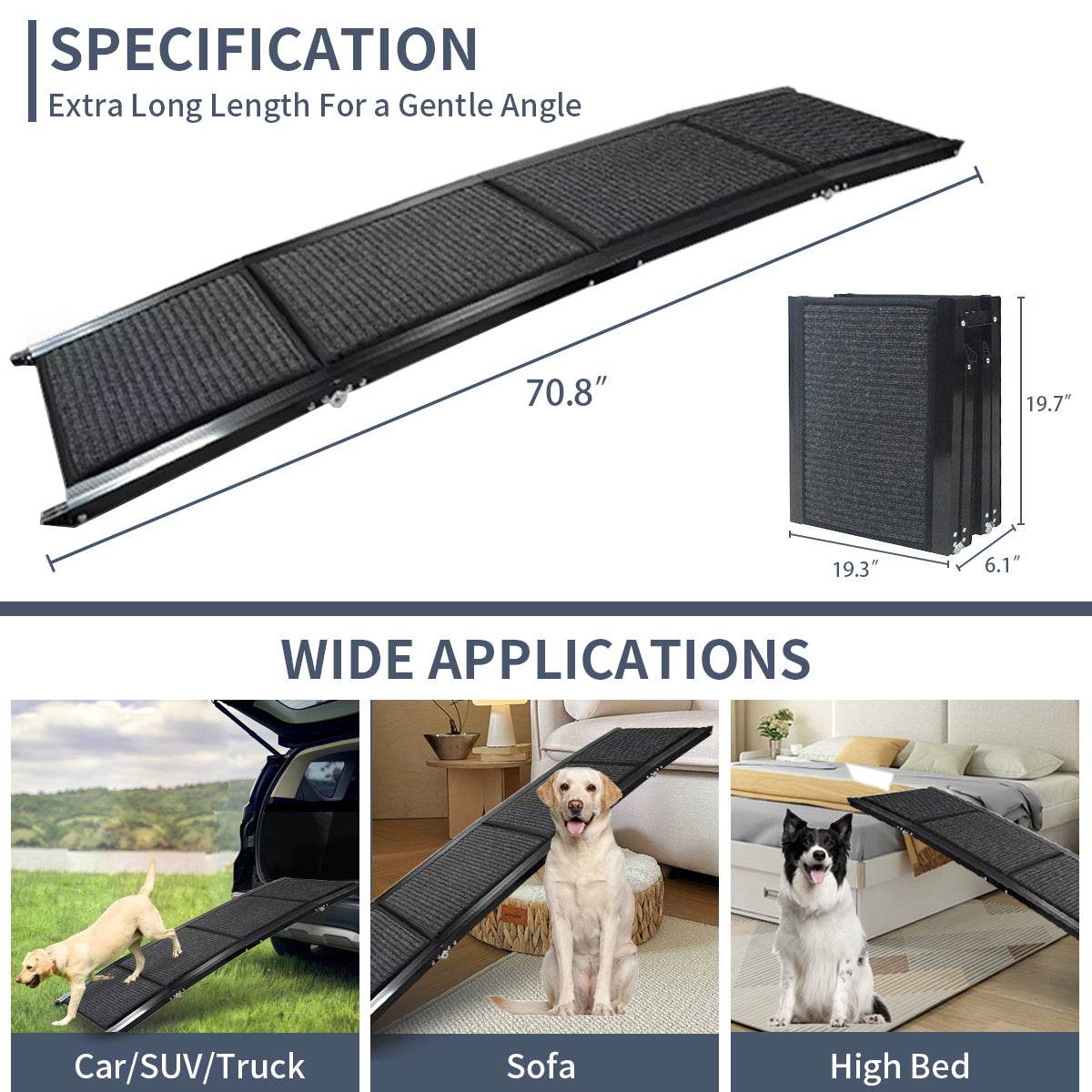 Folding Portable Aluminum Alloy Dog Ramp With Non-Slip Surface - Sleep Galleria