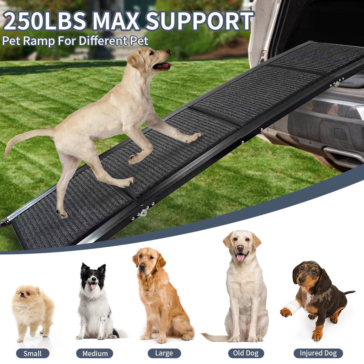 Folding Portable Aluminum Alloy Dog Ramp With Non-Slip Surface - Sleep Galleria