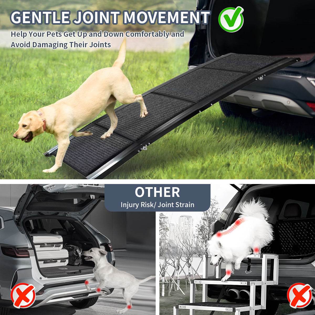 Folding Portable Aluminum Alloy Dog Ramp With Non-Slip Surface - Sleep Galleria