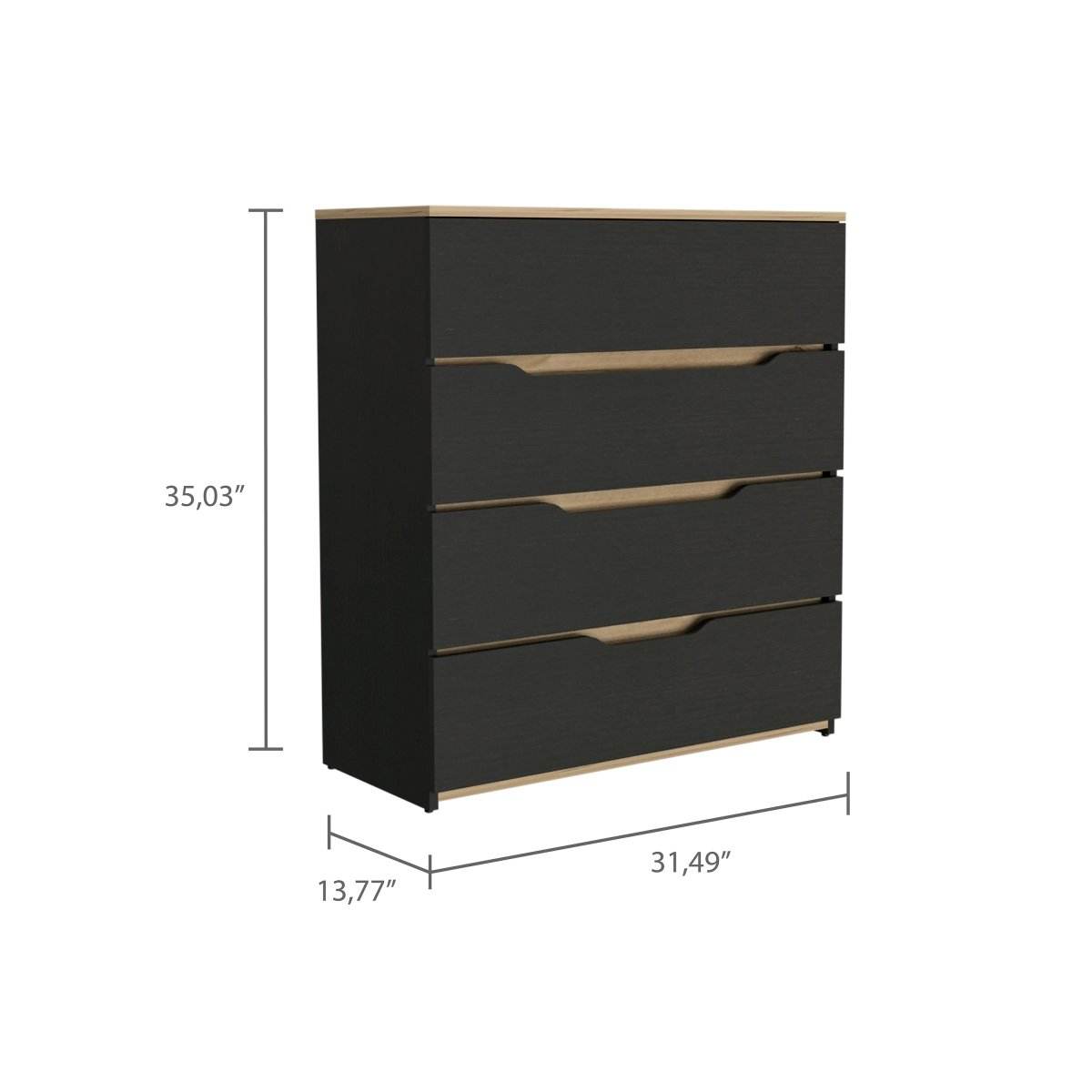 Four Drawer Manufactured Wood Dresser Black Wengue Oak - Omega Lifestyles