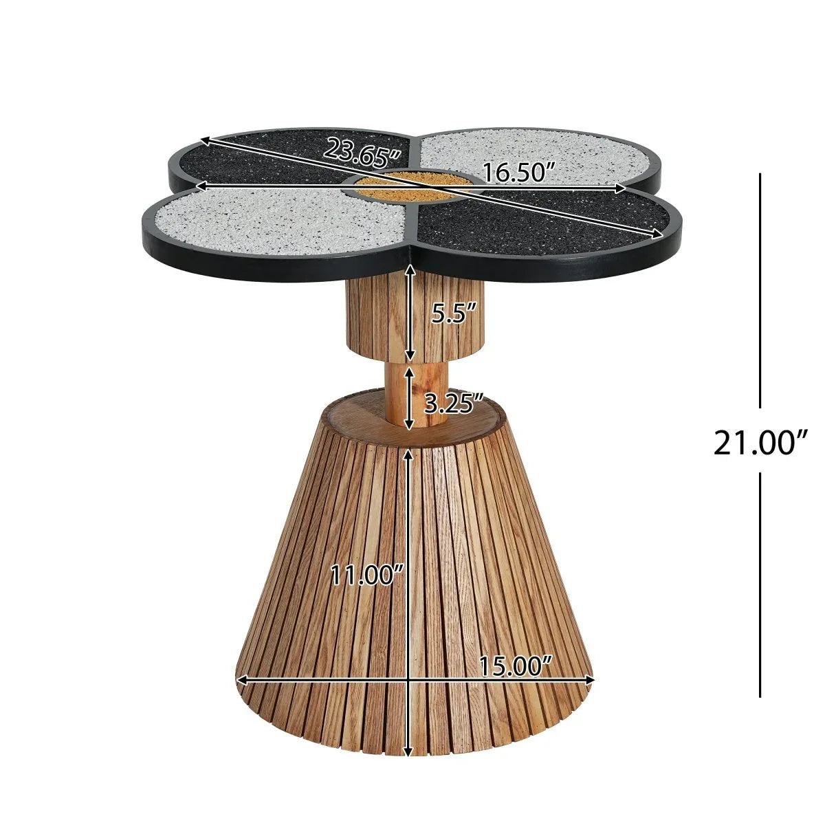 Four-Leaf Clover MDF Accent Side Table for Small Spaces - Omega Lifestyles