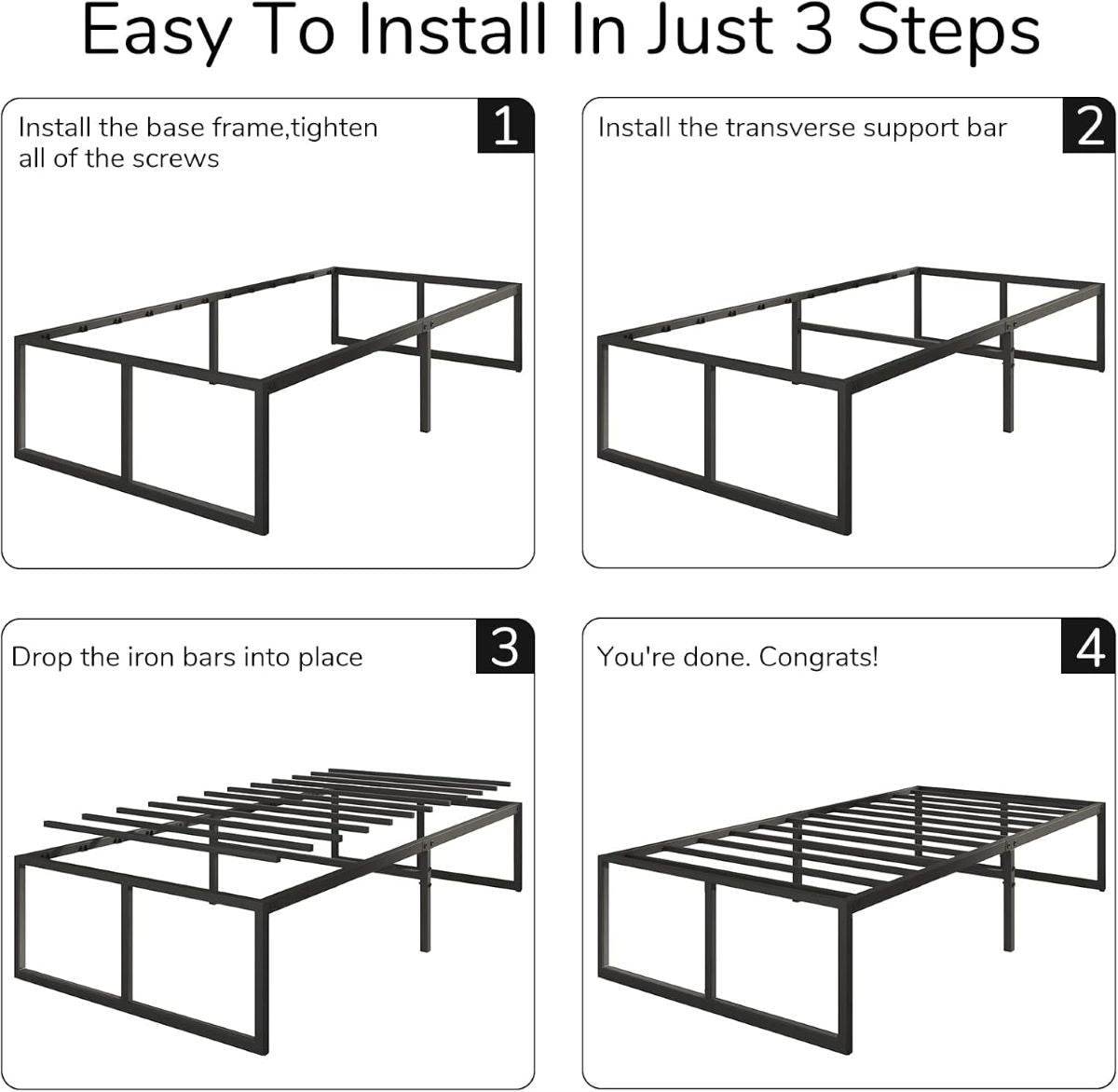 Full 16 - Inch Heavy Duty Metal Bed Frame - Serenova - Omega Lifestyles